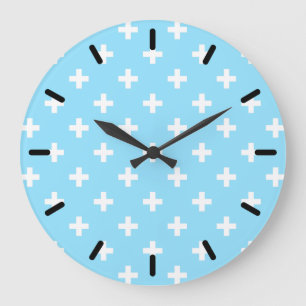 Reloj Redondo Grande Cruces blancas de la polca en azules cielos