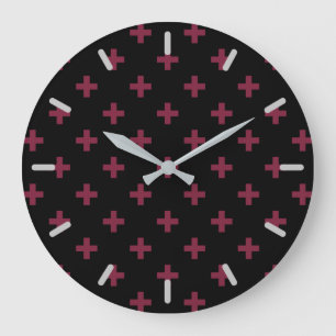 Reloj Redondo Grande Cruces de polka de moras sobre negro