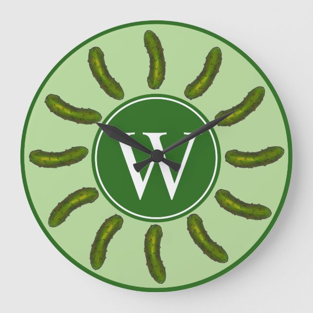 Reloj Redondo Grande Crunchy Green Kosher Dill Pickle Foodie Kitchen (Anverso)