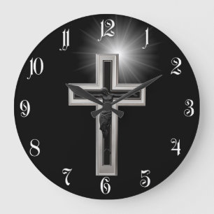 Reloj Redondo Grande Cruz cristiana