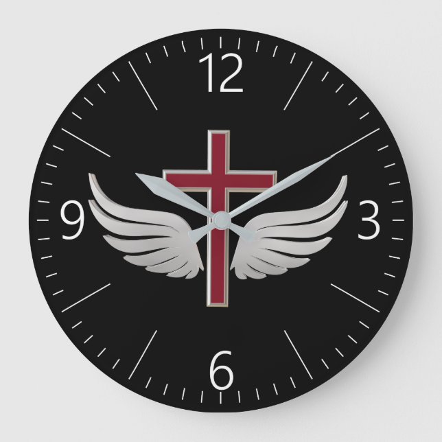 Reloj Redondo Grande Cruz cristiana (Anverso)