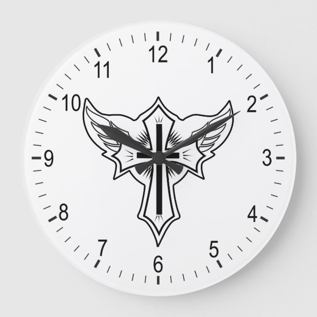 Reloj Redondo Grande Cruz cristiana (Anverso)
