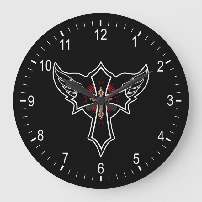 Reloj Redondo Grande Cruz cristiana (Anverso)