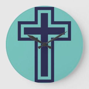 Reloj Redondo Grande Cruz cristiana azul diferentes variantes