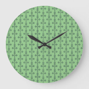 Reloj Redondo Grande Cruz Cristiana Clásica Arte Minimalista Fino