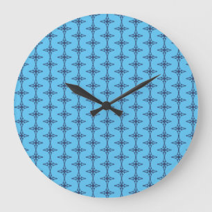 Reloj Redondo Grande Cruz cristiana con adorno azul