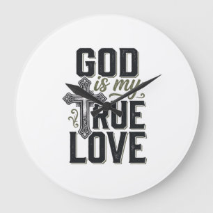 Reloj Redondo Grande Cruz Cristiana Dios Es Mi Verdadero Amor Vector