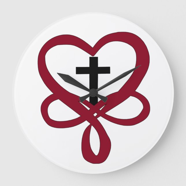 Reloj Redondo Grande Cruz cristiana infinita (Anverso)