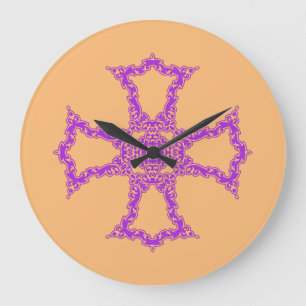 Reloj Redondo Grande Cruz Cristiana Rosa Arte Estético Moderno