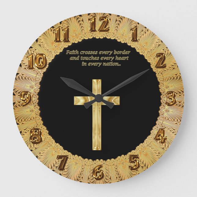 Reloj Redondo Grande Cruz de la fe cristiana de oro con dicho gracioso  (Anverso)