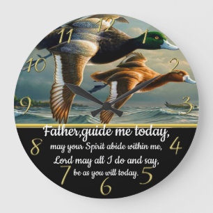 Reloj Redondo Grande Cruz de la fe cristiana de oro con patos