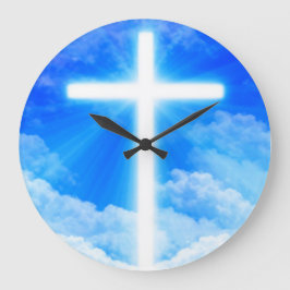 Reloj Redondo Grande Cruz de la Luz Jesucristo Personalizable Cristiano