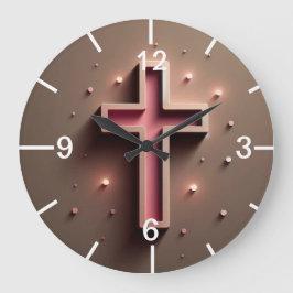 Reloj Redondo Grande Cruz de luz cristiana