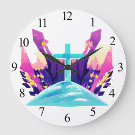 Reloj Redondo Grande Cruz de Pascua Cristiana