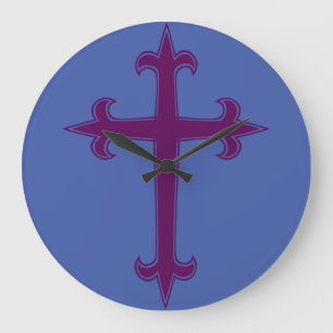 Reloj Redondo Grande Cruz Morada Cristiana