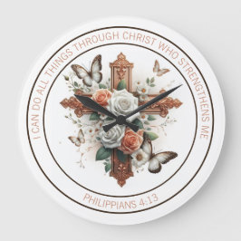 Reloj Redondo Grande Cruz, Rosas, mariposas y versos de la Biblia