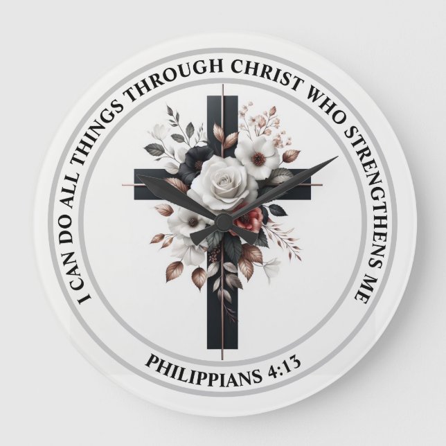 Reloj Redondo Grande Cruz, Rosas y versos de la Biblia (Anverso)