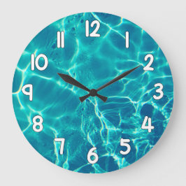 Reloj Redondo Grande Crystal Clear Blue Water Wall Clock Nature Decor