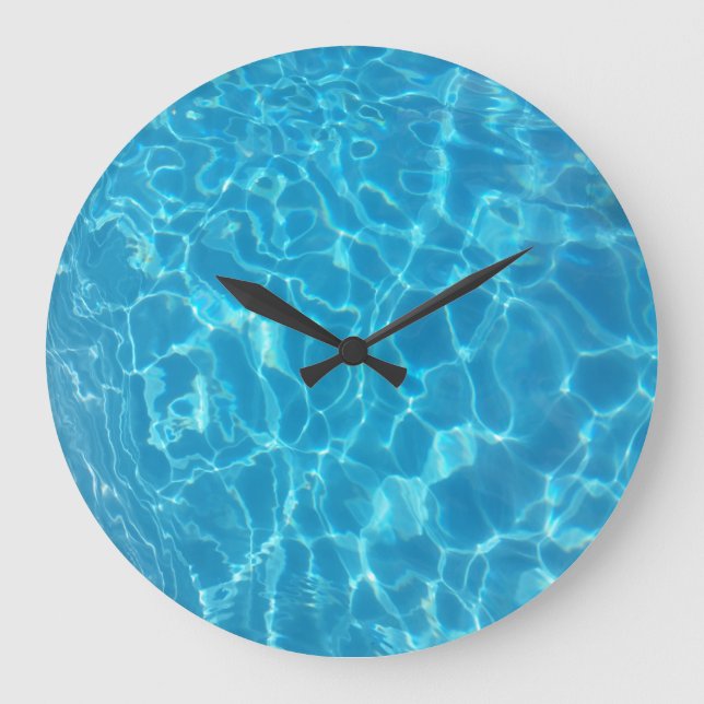 Reloj Redondo Grande Crystal Clear Sky Blue Pool Water (Anverso)