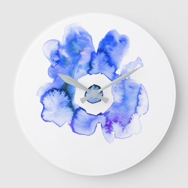 Reloj Redondo Grande Cuadrado de arte abstracto de acuarela floral dibu (Anverso)