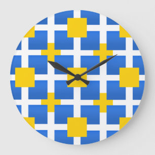 Reloj Redondo Grande Cuadrados azules reales