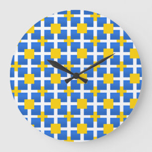 Reloj Redondo Grande Cuadrados Azules Reales