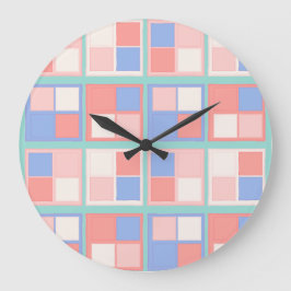 Reloj Redondo Grande Cuadrados de color cuádruples
