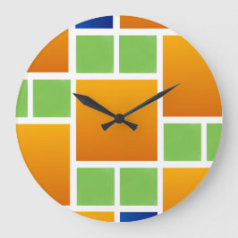 Reloj Redondo Grande Cuadrados de gradiente naranja