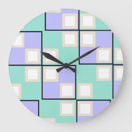 Reloj Redondo Grande Cuadrados de Luz Fría Purpura 