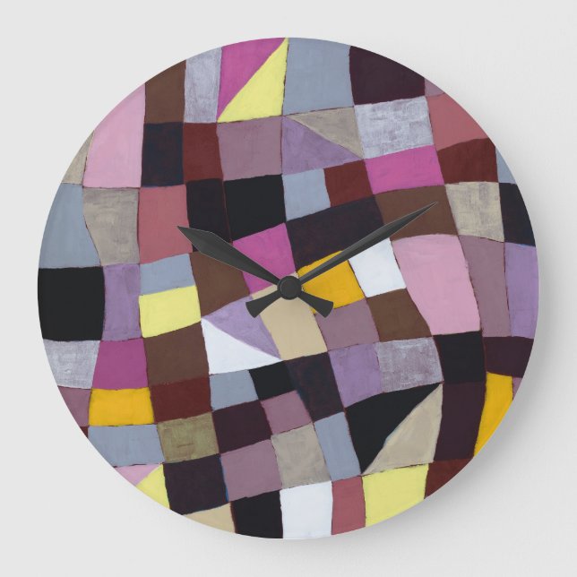 Reloj Redondo Grande Cuadrícula irregular: Pintura abstracta violeta-am (Anverso)