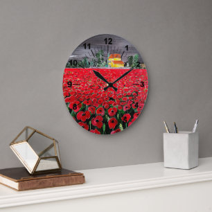 Reloj Redondo Grande Cuadro Campo de Amapolas de Alfred Fox