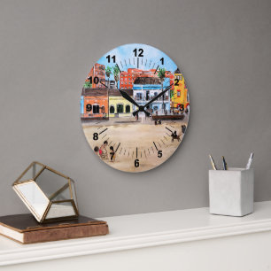 Reloj Redondo Grande Cuadro de Playa de la Malvarrosa por Alfred Fox