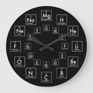 RELOJ REDONDO GRANDE CUADRO PERIÓDICO DE ELEMENTOS - 24 HORAS