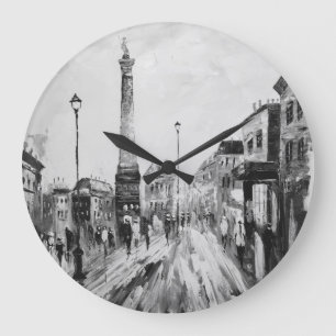 Reloj Redondo Grande Cuadros artísticos en blanco y negro.