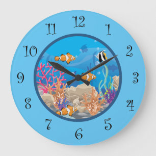 Reloj Redondo Grande Cuadros De Decoración De Pared De Pescado Para Ni