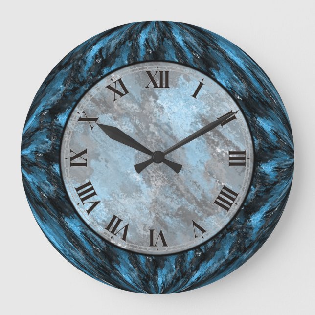 Reloj Redondo Grande Cuadros de pared de mármol azul de zafiro (Anverso)