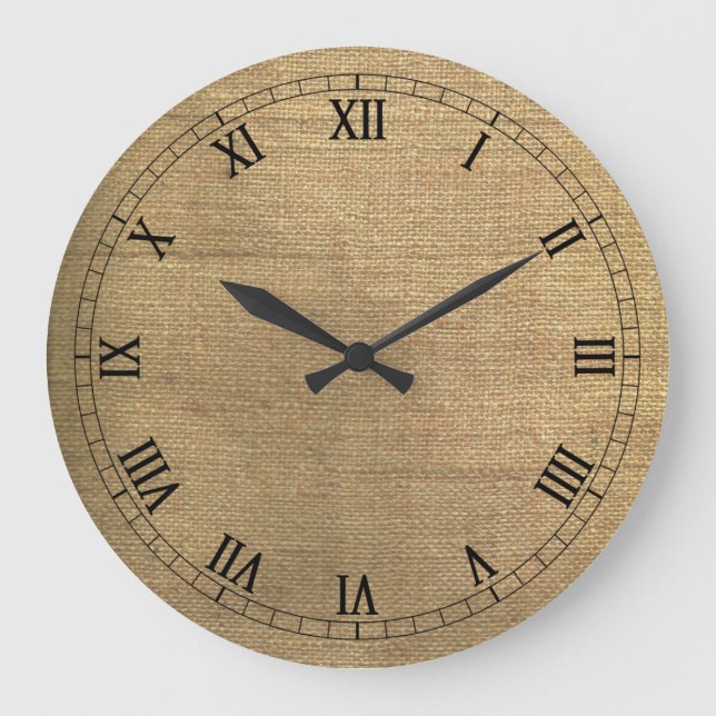 Reloj Redondo Grande Cuadros de pared estilo burlap (Anverso)