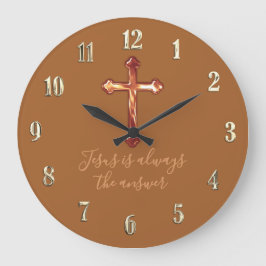 Reloj Redondo Grande Cualquier Cruz de Cobre de Color Jesús es siempre