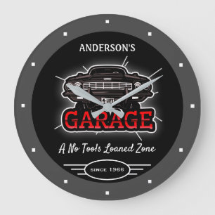 Reloj Redondo Grande Cualquier Nombre Garage Retro Auto Desde La Fecha 