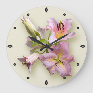 Reloj Redondo Grande Cuarteto de Lirio Rosa