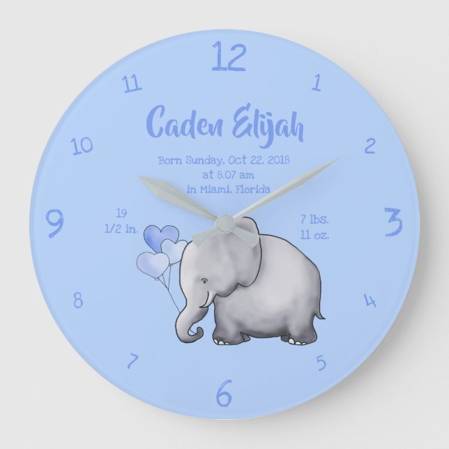 Reloj Redondo Grande Cuarto de niños del elefante del Stat del (Anverso)