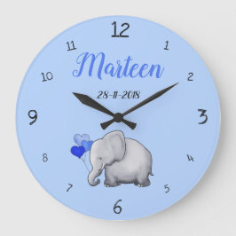 Reloj Redondo Grande Cuarto de niños lindo personalizado del elefante