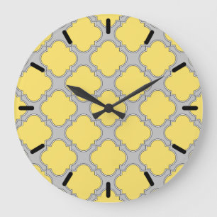 Reloj Redondo Grande Cuatrefoil amarillo y gris