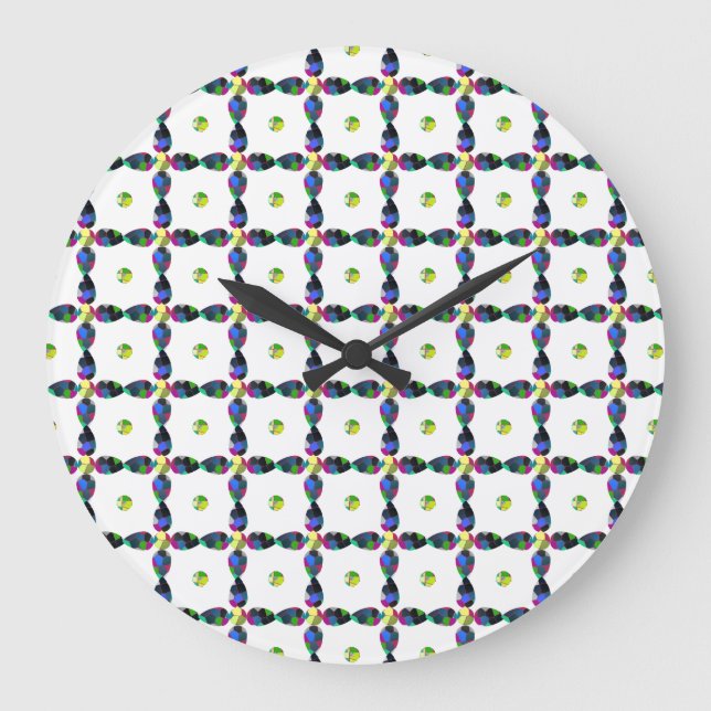 Reloj Redondo Grande Cuatro hojas coloridas (Anverso)