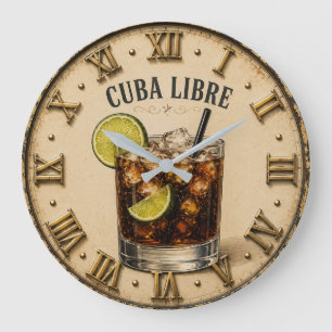 Reloj Redondo Grande Cuba Libre Cocktail Vintage Rum & Cola Bar Decor