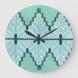 Reloj Redondo Grande Cubierta de hilados textiles retro, pulso gráfico.