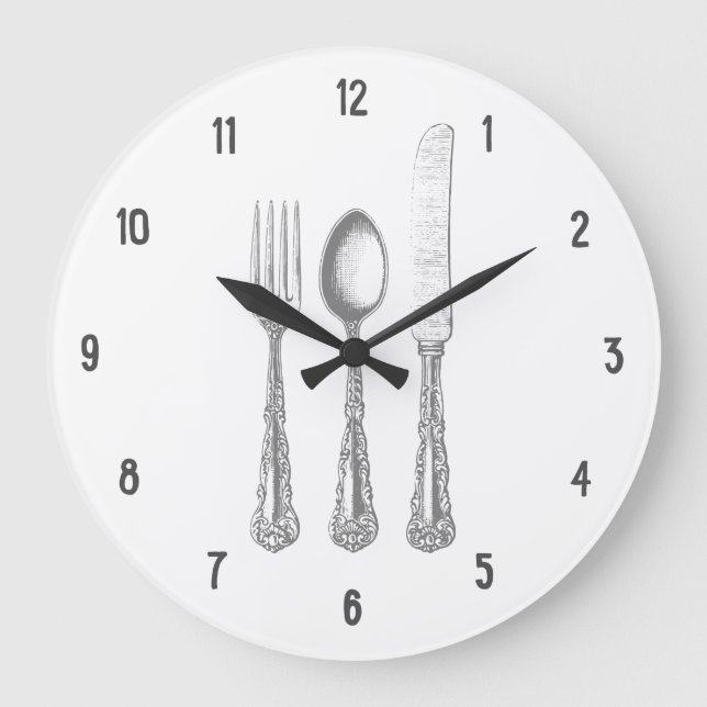 Reloj Redondo Grande Cubierta de la cuchara de la cocina antigua (Anverso)