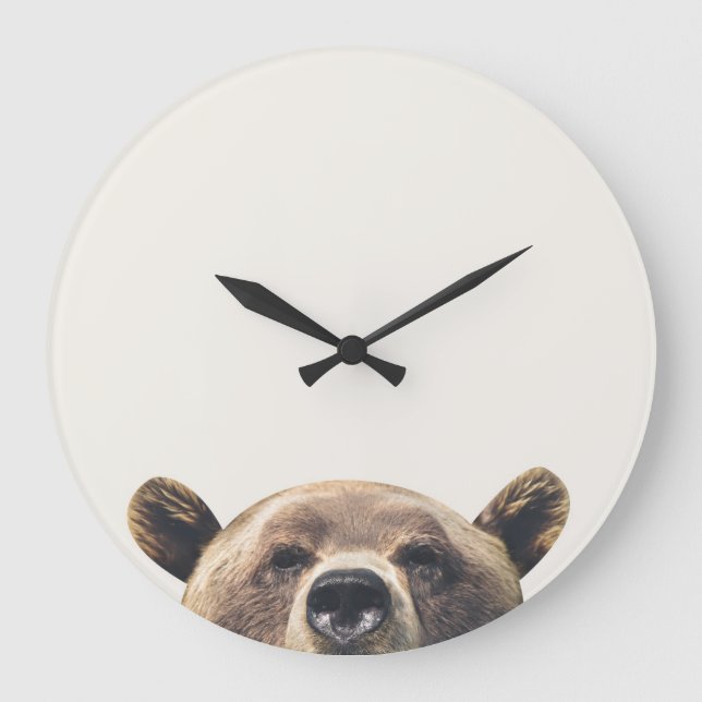 Reloj Redondo Grande Cubierta de la pared del oso animal (Anverso)