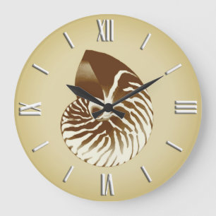 Reloj Redondo Grande Cubierta de Nautilus - marrón, blanco y beige