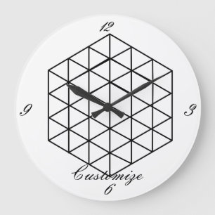 Reloj Redondo Grande Cubo 3D geométrico Thunder_Cove